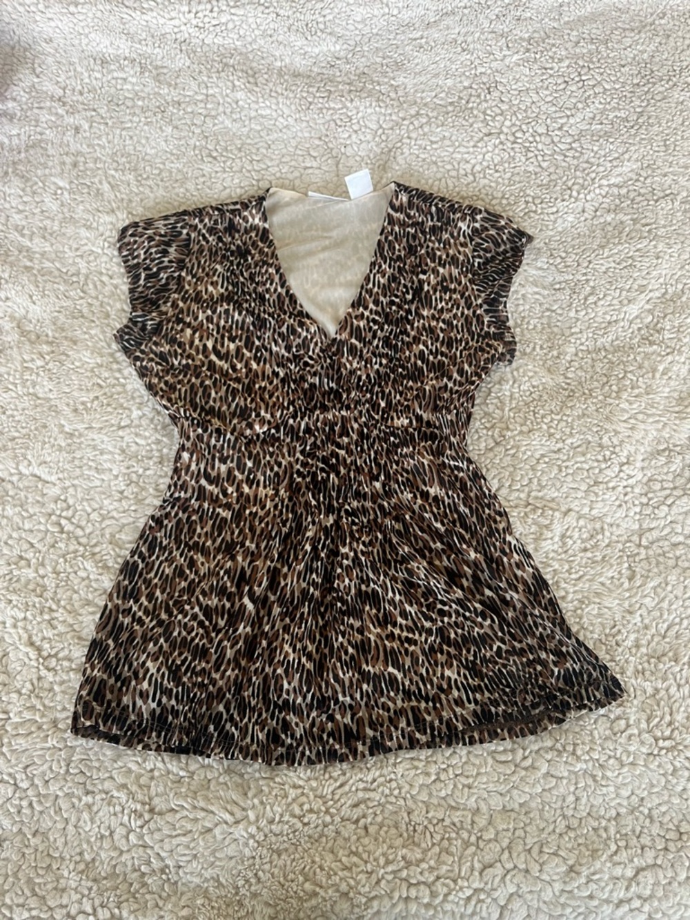 Worthington Brown Leopard Print V-Neck Tunic Size Medium